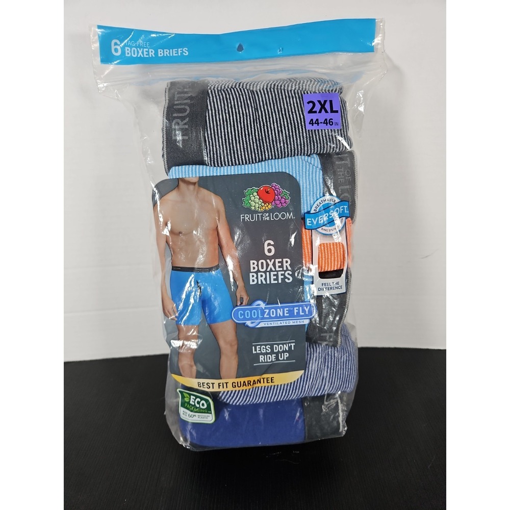 Fruit of the Loom Men's Size 2XL CoolZone Fly Boxer Briefs 6Pack Sealed 1552